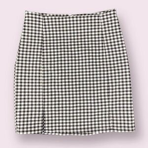 Gingham Double Slit Skirt